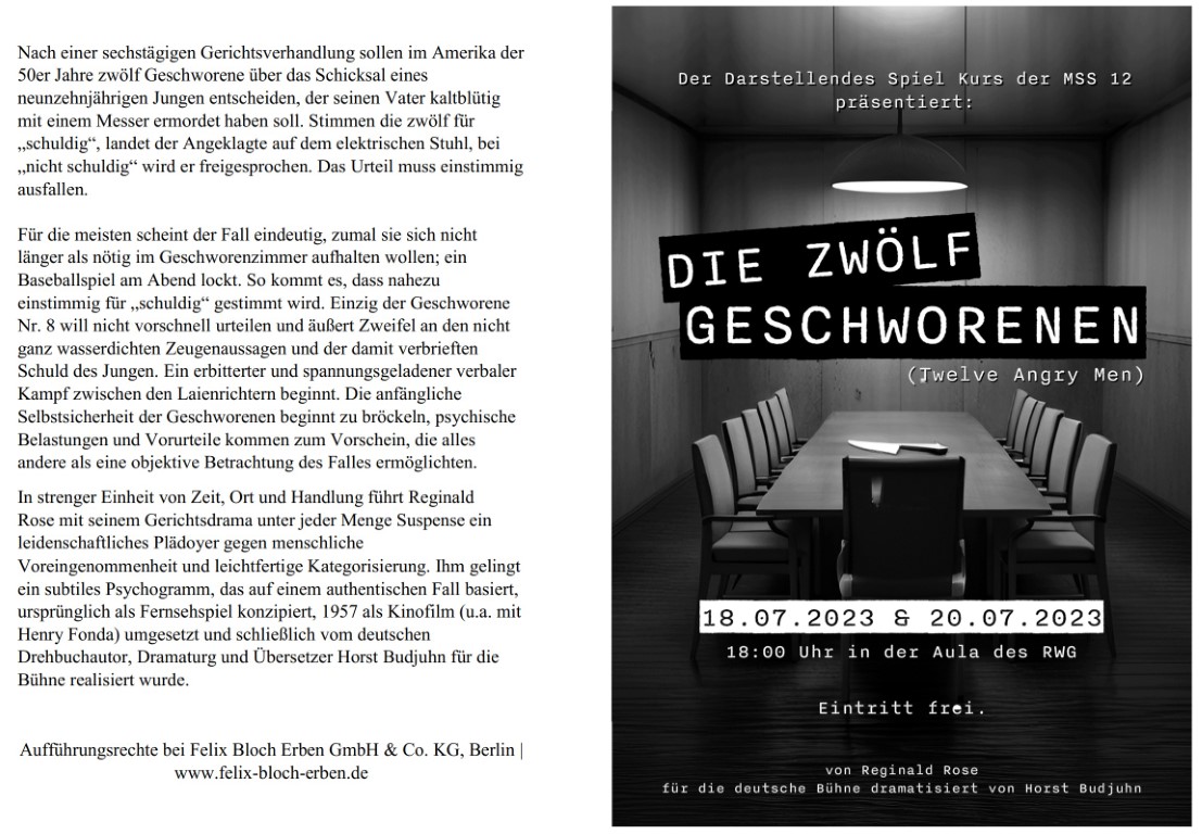Die 12 Geschworenen - Programm 1