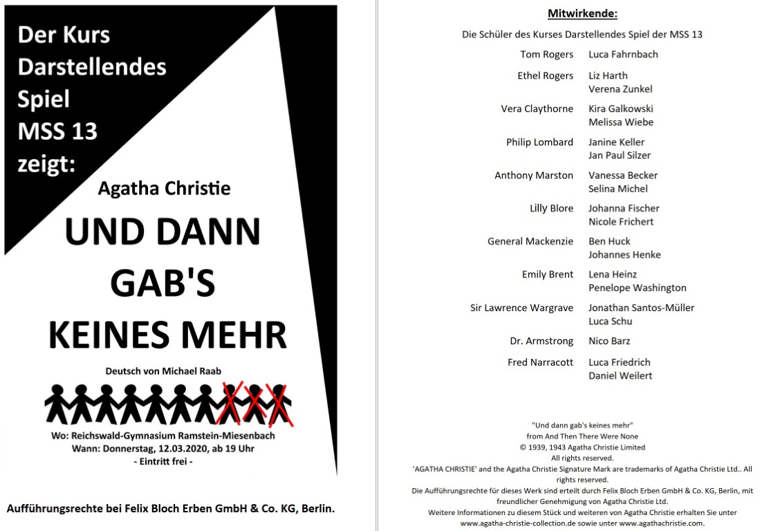 Und dann gab's keines mehr - Programm 1